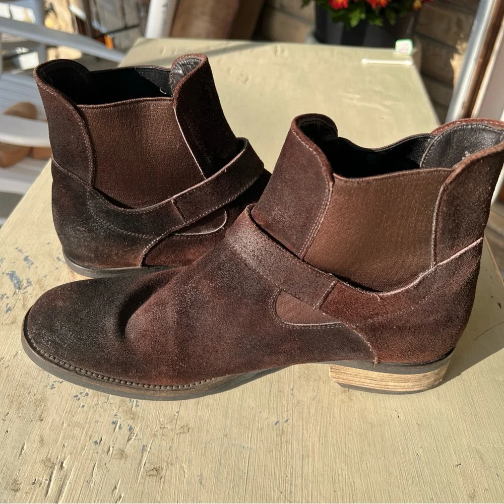 Mario Fagni Men’s 8.5M Brown Suede Jodhpur Boots – Made in Italy, Leather